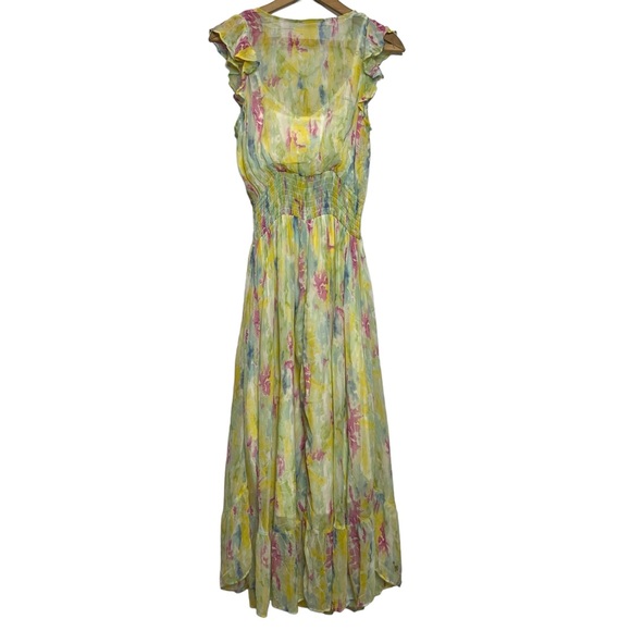By Anthropologie Watercolor Maxi Dress Size 4 - Picture 6 of 14
